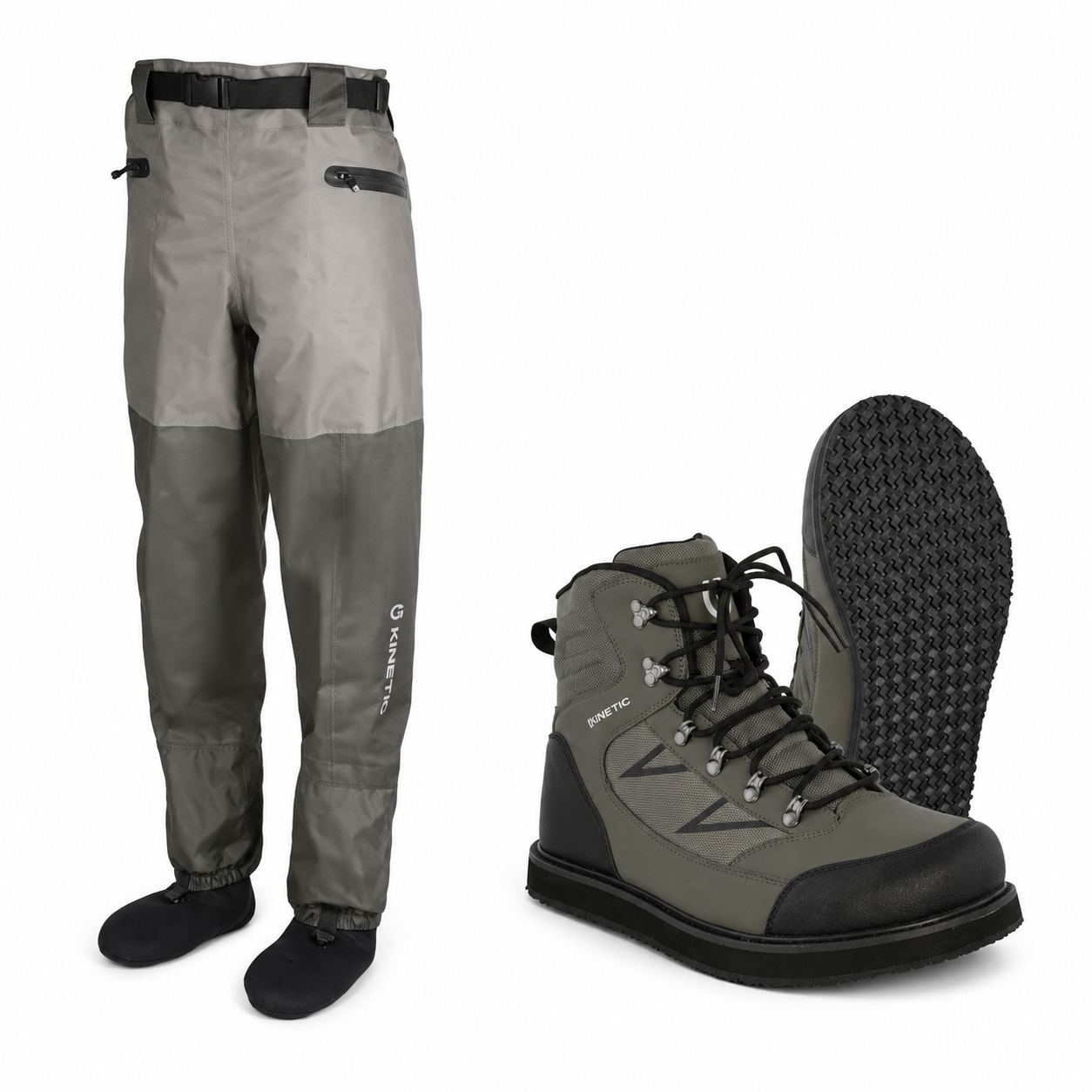 Kinetic X4 Waist Åndbart Wadersæt med Cleated Vadestøvler