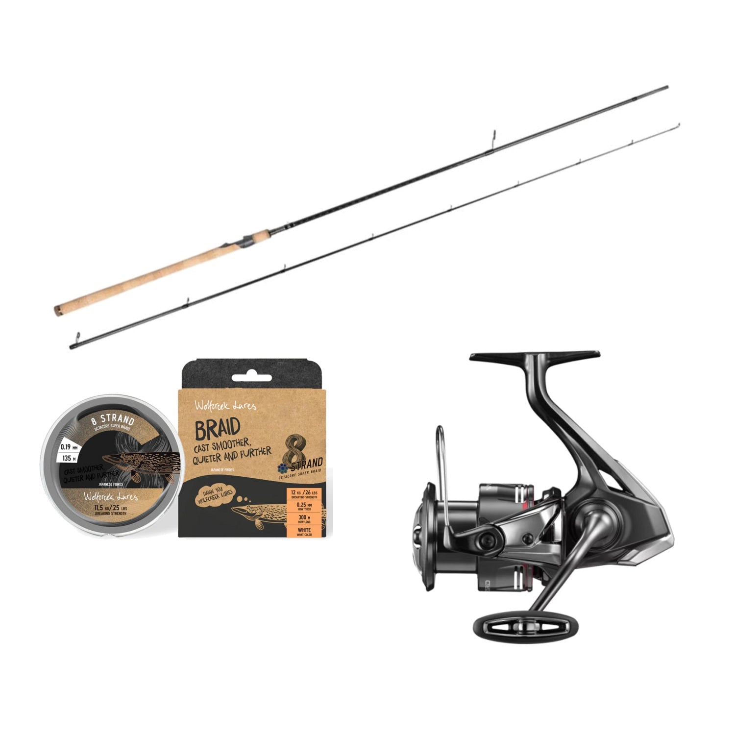 Shimano Speedmaster Vanford Luksus Havørred Combo med centralt placeret Speedmaster Seatrout Spin, Vanford FA og Wolfcreek Braid X8