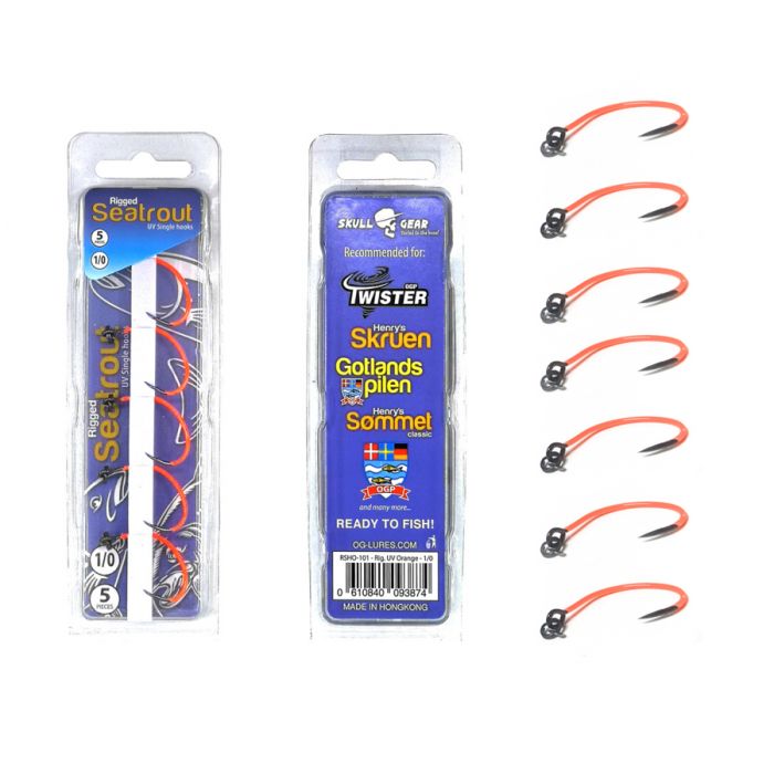 Skull Gear Rigged Seatrout UV Orange Enkeltkroge