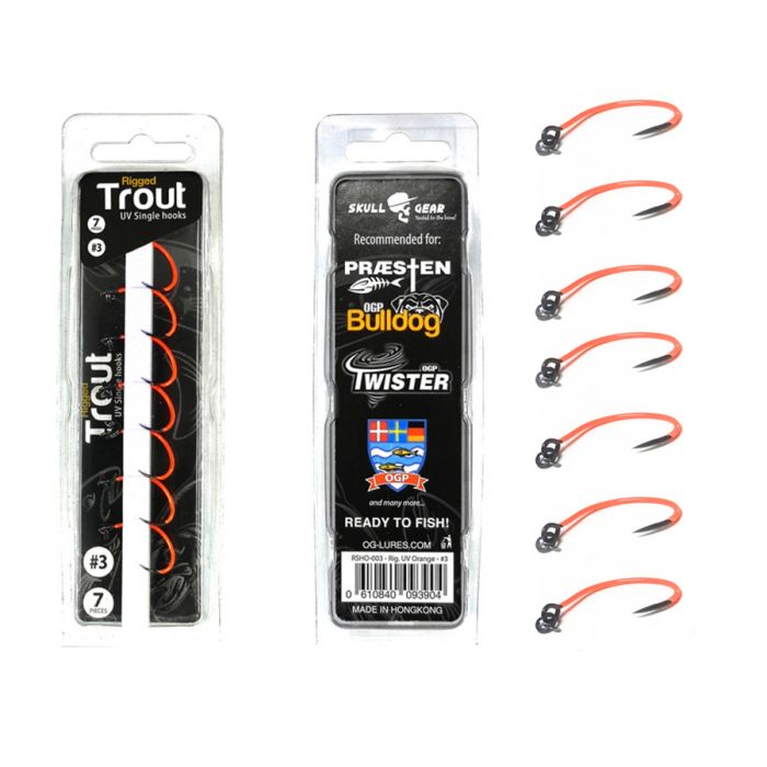 Skull Gear Rigged Trout UV Orange Enkeltkroge