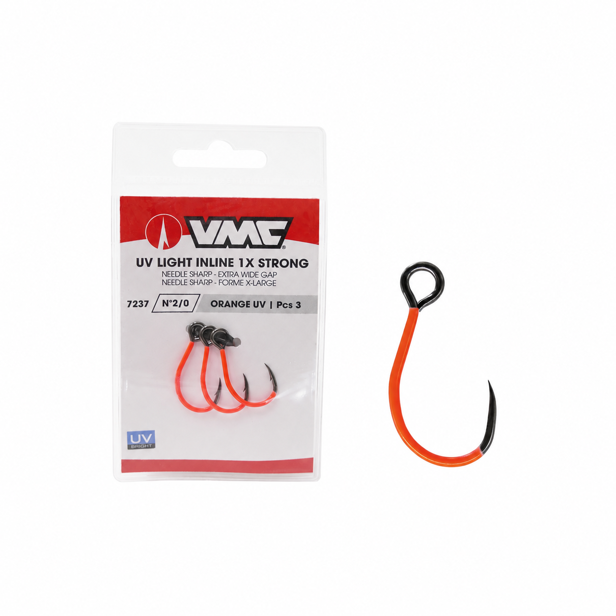 VMC 7237 UV Orange inline enkeltkrog med pakke og enkeltkrog