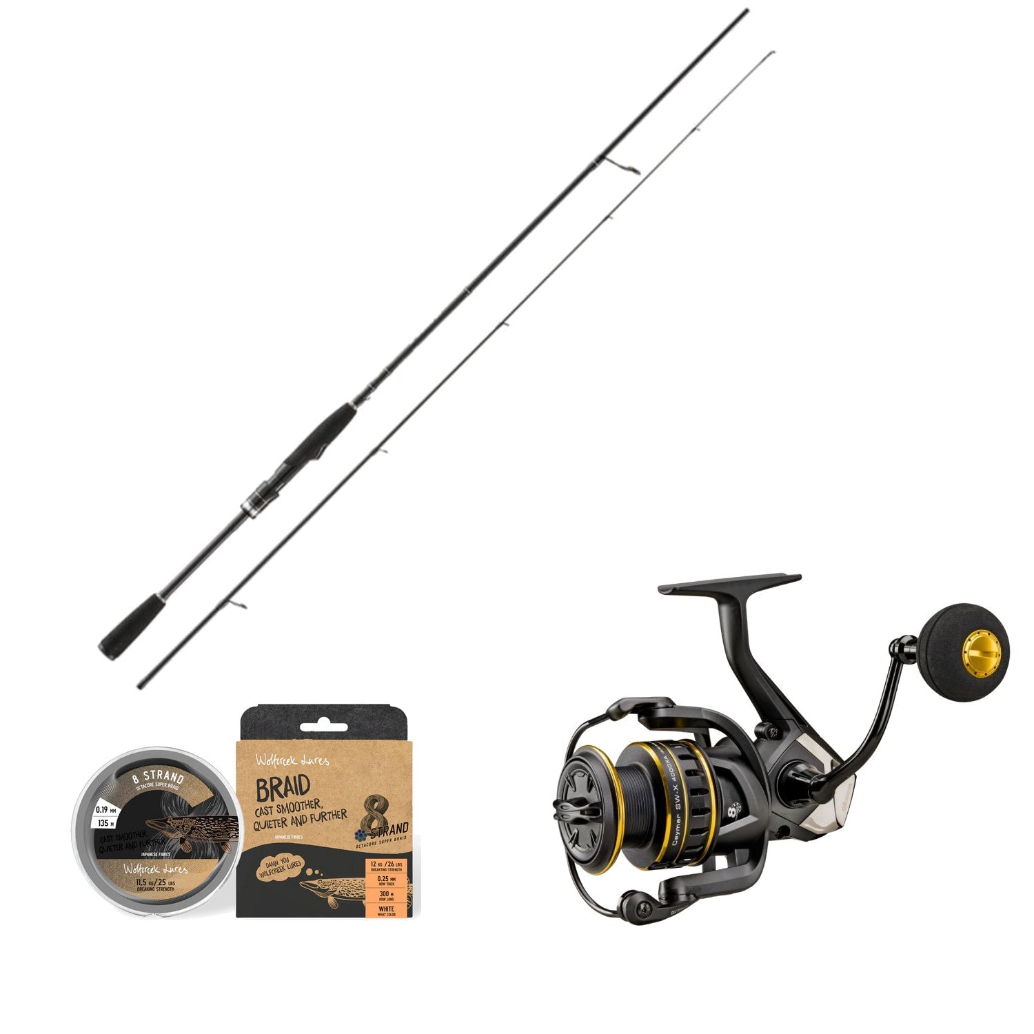 Okuma G-Control Ceymar Allround Spinnesæt med Wolfcreek Braid X8