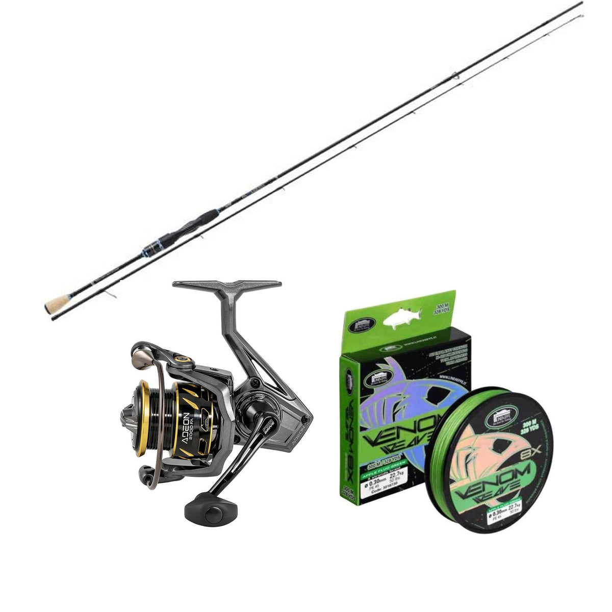 Rapture Cloud UL, Trabucco Adeon FA 1000 og Lineaeffe Venom Braid 8X – kompakt bundlebillede