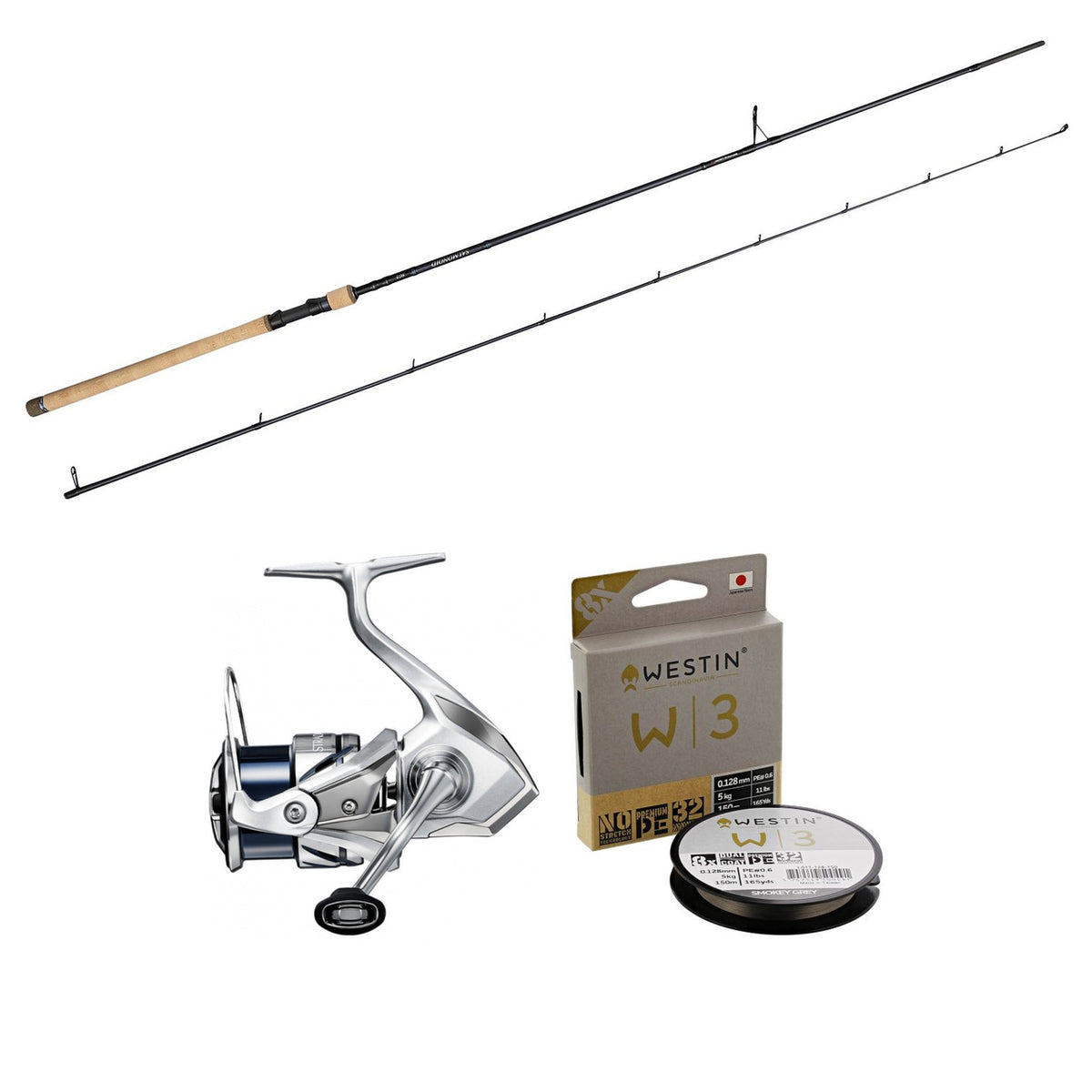 Savage Gear Salmonoid SG2 UL Combo med Shimano Stradic FM 1000 og Westin W3 8-Braid