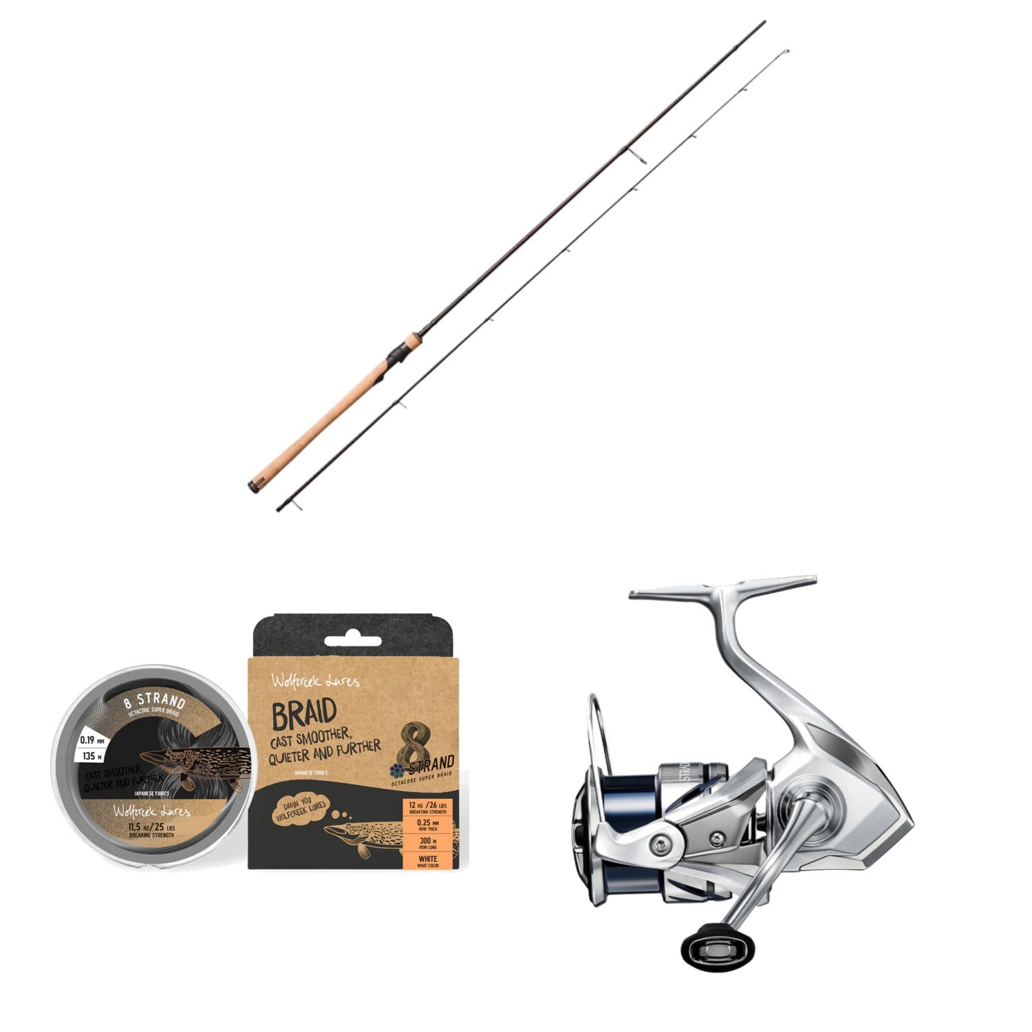 Savage Gear SG6 Salmonoid havørredsæt med Shimano Stradic FM og Wolfcreek Braid X8