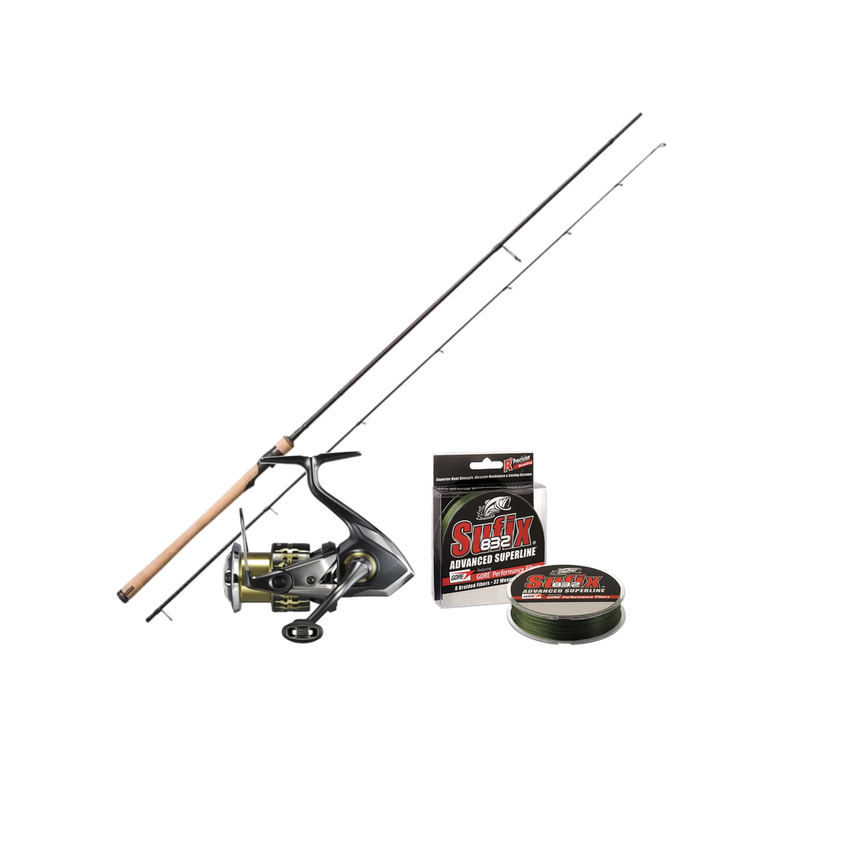 Savage Gear SG6 Salmonoid, Shimano Sustain og Sufix 832 Lo-Vis Green 120 m bundle