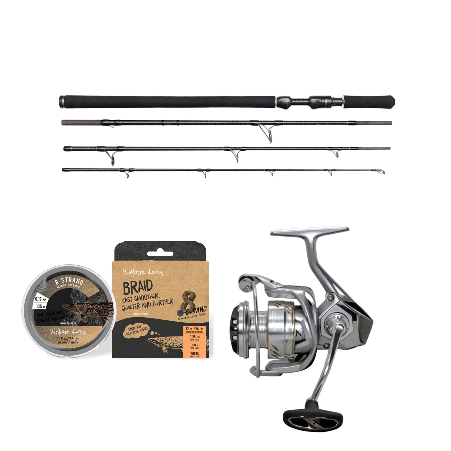 Westin Powercast Zyros Gedde Combo med vandret Westin W3 Powercast Travel, Okuma Zyros og Wolfcreek Braid X8