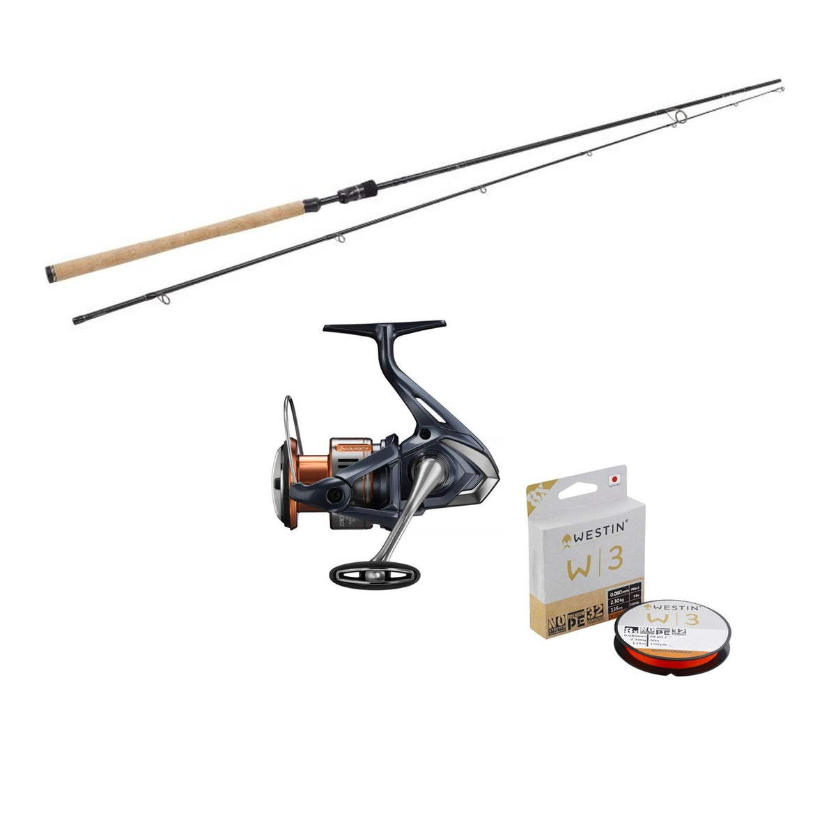 Westin W3 Spin 3RD stang, Shimano Nasci FD 3000 og Westin W3 Dutch Orange line